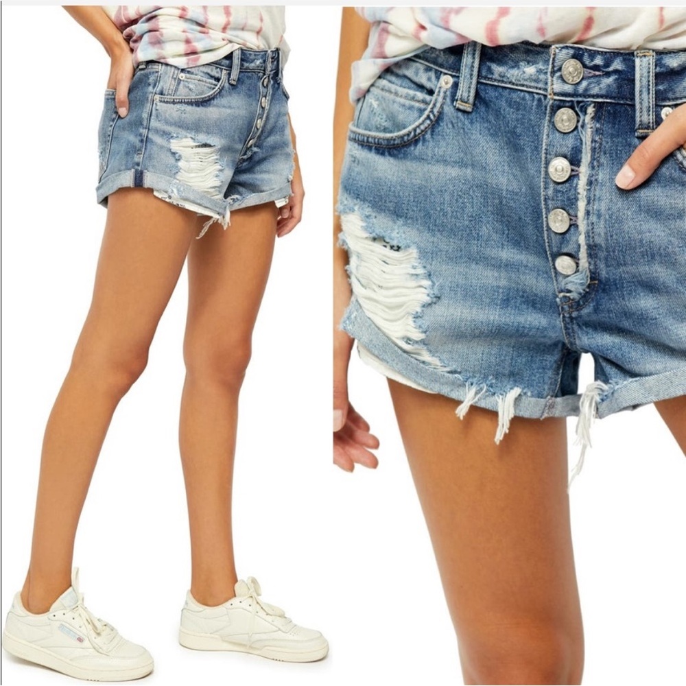 WE THE FREE PEOPLE Women's Size 27 Beach Break Romeo Rolled Cut Off Denim Shorts